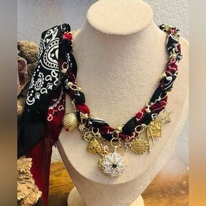 Gold and Red Charm Necklace